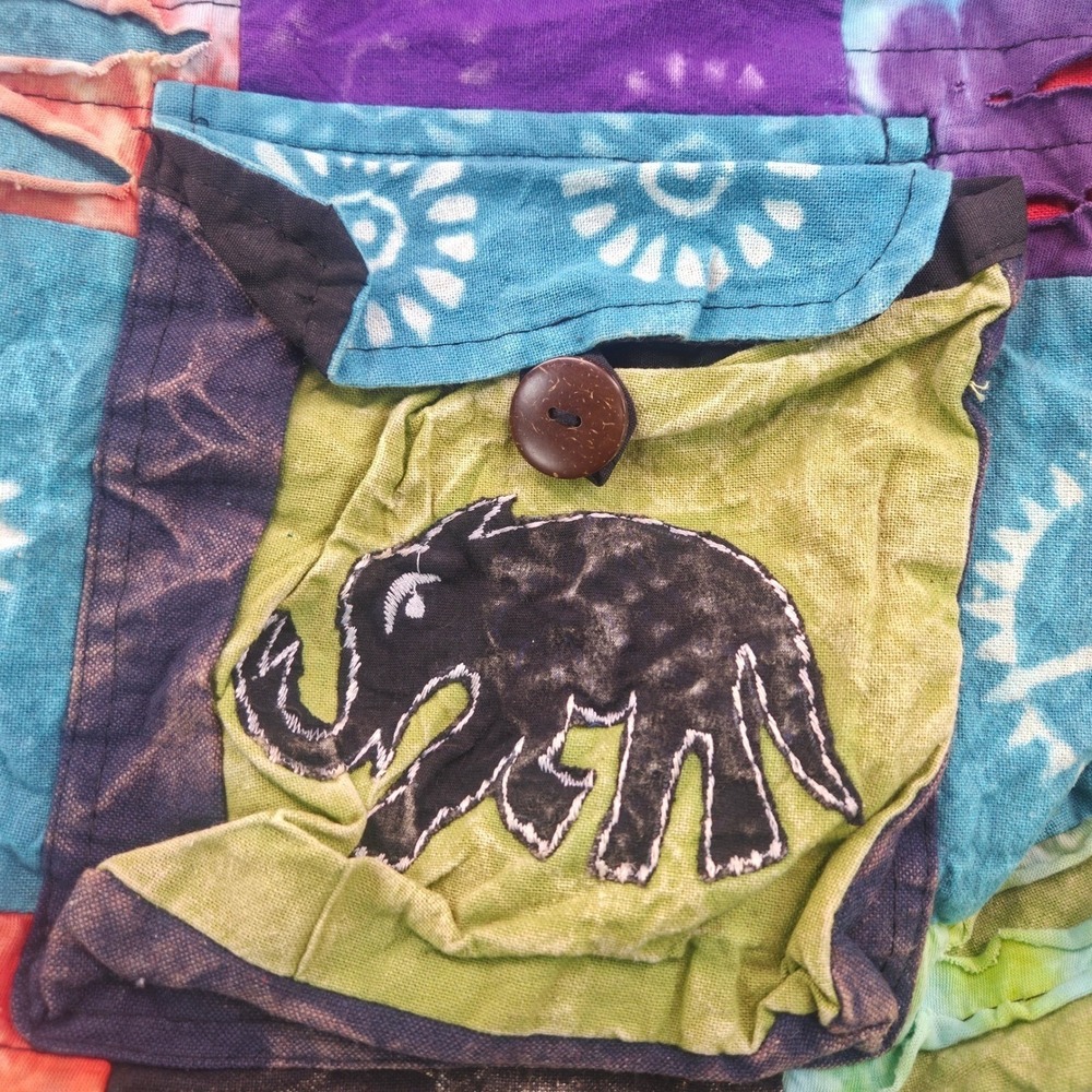 Rising International Elephant Backpack OS Multi Patchwork Cotton New Nepal Indie
